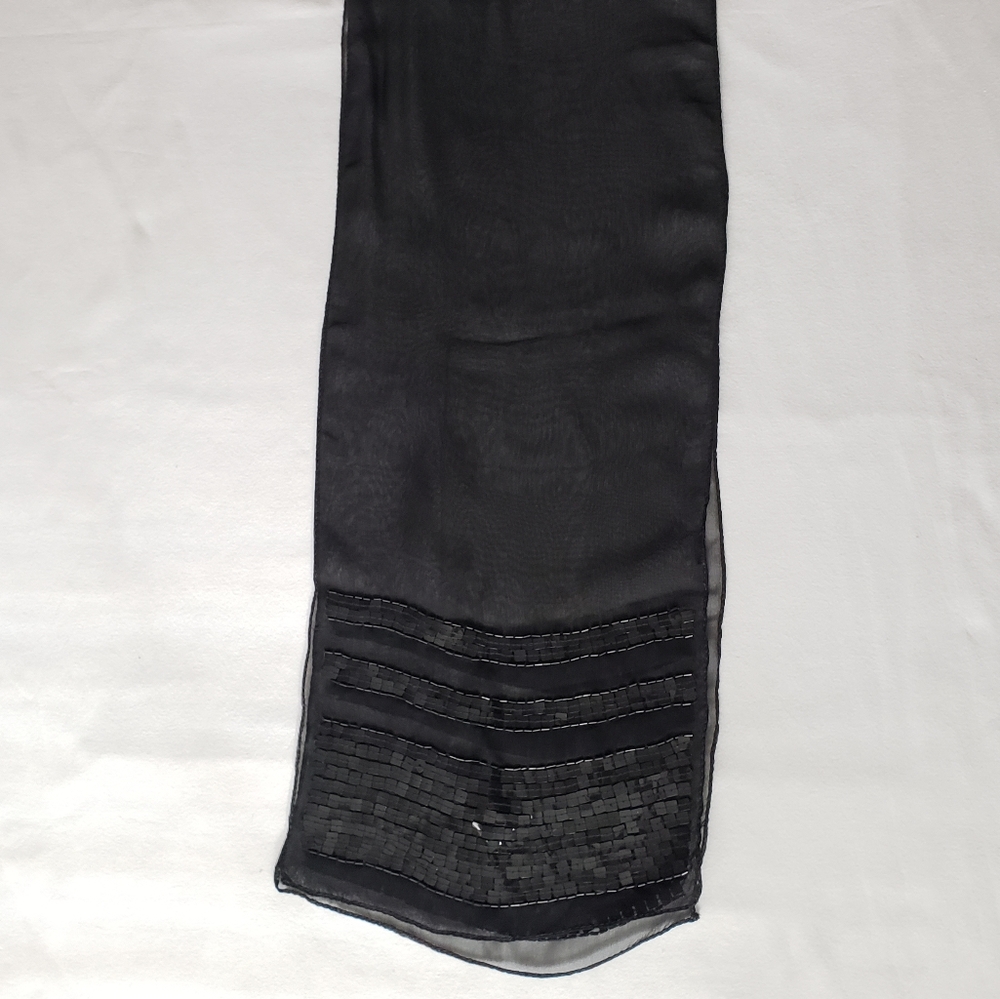 Sheer Black Sequined Scarf - Picture 4 of 6